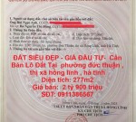 ĐẤT SIÊU ĐẸP - GIÁ ĐẦU TƯ-  Cần Bán Lô Đất Tại  phường đức thuận , thị xã hồng lĩnh , hà tĩnh