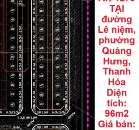 HOT HOT - CẦN BÁN LÔ ĐẤT DỰ ÁN 1279 TẠI đường Lê niệm, phường Quảng Hưng, Thanh Hóa