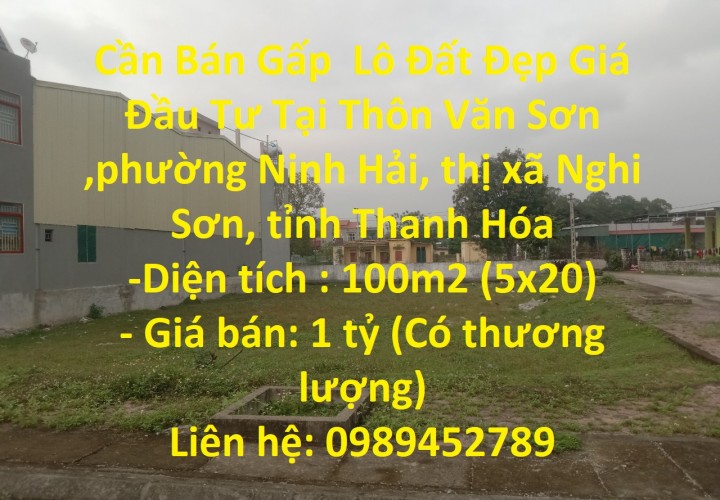 Cần Bán Gấp  Lô Đất Đẹp Giá Đầu Tư Tại thị xã Nghi Sơn, tỉnh Thanh Hóa