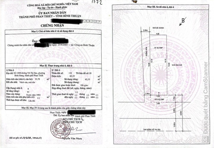 ĐẤT ĐẸP – FULL THỔ CƯ  – GIÁ CỰC TỐT –  Tại Võ Thị Sáu, Phường Bình Hưng, Tp Phan Thiết