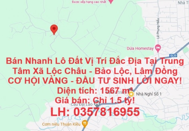 Bán Nhanh Lô Đất Vị Trí Đắc Địa Tại Trung Tâm Xã Lộc Châu - Bảo Lộc, Lâm Đồng