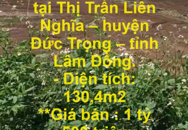 HOT HOT- CẦN BÁN GẤP LÔ Đất   tại Thị Trấn Liên Nghĩa – huyện Đức Trọng – tỉnh Lâm Đồng