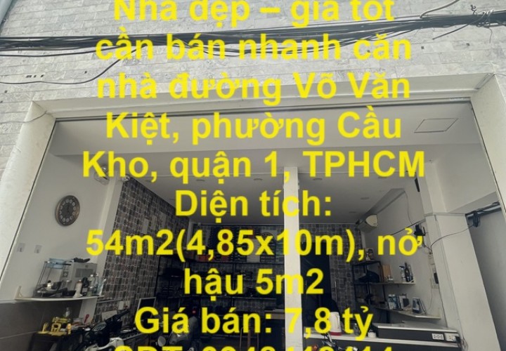 Nhà đẹp – giá tốt cần bán nhanh căn nhà ngay trung tâm quận 1, TPHCM