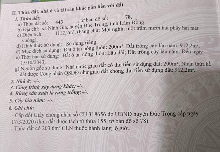 ĐẤT ĐẸP – GIÁ CỰC TỐT – CHÍNH CHỦ CẦN BÁN LÔ ĐẤT 2 Mặt Tiền Ninh Gia, Đức Trọng, Lâm Đồng