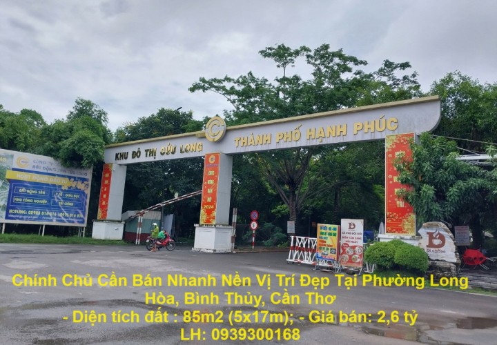 Chính Chủ Cần Bán Nhanh Nền Vị Trí Đẹp Tại Phường Long Hòa, Bình Thủy, Cần Thơ