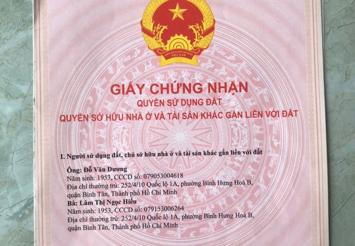 ĐẤT ĐẸP – GIÁ TỐT- CHÍNH CHỦ CẦN BÁN LÔ ĐẤT Phường Bình Hưng Hoà  B, Quận Bình Tân, HCM