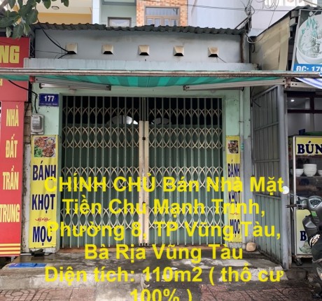 CHÍNH CHỦ BÁN NHÀ MẶT TIỀN CHU MẠNH TRINH, PHƯỜNG 8, TP VŨNG TÀU, BÀ RỊA VŨNG TÀU