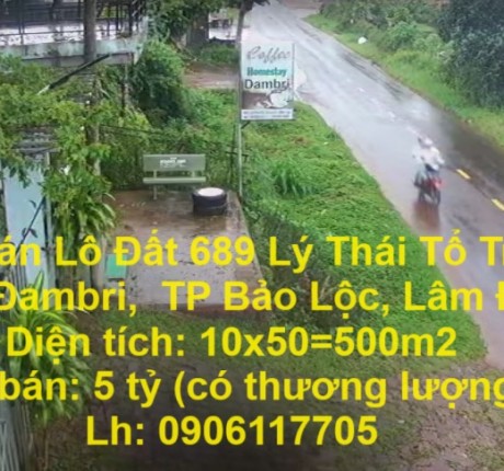 CHÍNH CHỦ BÁN LÔ ĐẤT 689 LÝ THÁI TỔ TRỤC ĐƯỜNG CHÍNH ĐAMBRI, TP BẢO LỘC, LÂM ĐỒNG