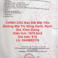 CHÍNH CHỦ Bán Đất Mặt Tiền Đường Mai Thị Hồng Hạnh, Rạch Giá, Kiên Giang