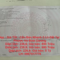 Đất Đẹp - Giá Tốt - Cần Bán Nhanh 3 Lô Đất Tại Bình Phước Và Bình Dương