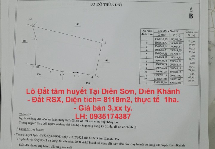 ĐẤT ĐẸP – GIÁ TỐT Chủ đất có việc gia đình nên bán Lô Đất tâm huyết Tại Diên Sơn, Diên Khánh