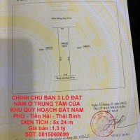 CHÍNH CHỦ BÁN 3 LÔ ĐẤT NẰM Ở TRUNG TÂM CỦA KHU QUY HOẠCH ĐẤT NAM PHÚ - Tiền Hải - Thái Bình