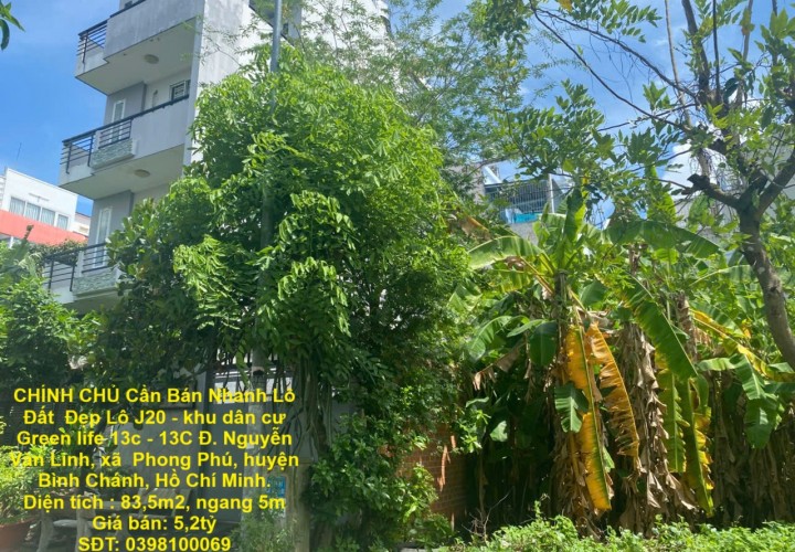CHÍNH CHỦ Cần Bán Nhanh Lô Đất  Đẹp Khu 13C Greenlife Vị Trí Tại Huyện Bình Chánh, TP HCM