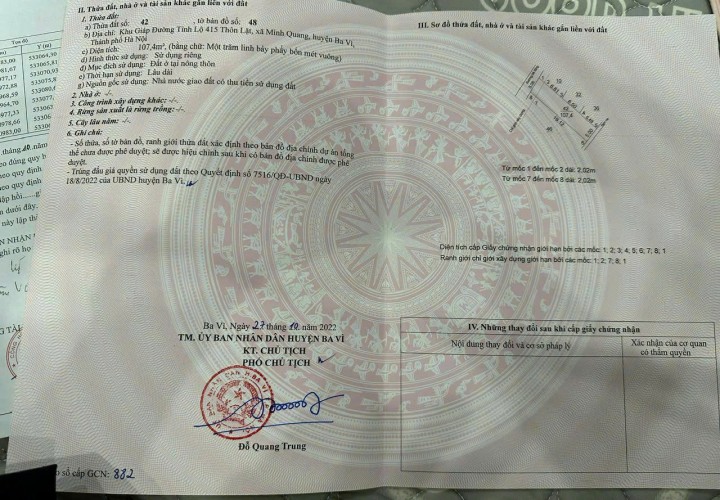 ĐẤT ĐẸP - GIÁ TỐT - Cần Bán 4 Lô Đất Khu Đấu Giá Tại Thôn Lặt, Xã Minh Quang, huyện Ba Vì, TP Hà Nội