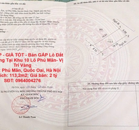 ĐẤT ĐẸP - GIÁ TỐT - Bán GẤP Lô Đất Tiềm Năng Tại Khu 10 Lô Phú Mãn- Vị Trí Vàng