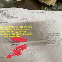 ĐẤT ĐẸP - GIÁ ĐẦU TƯ - Bán GẤP Lô Đất Tiềm Năng Tại Xóm 5, Liêm Chung, TP Phủ Lý, Hà Nam