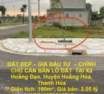 ĐẤT ĐẸP – GIÁ ĐẦU TƯ  – CHÍNH CHỦ CẦN BÁN LÔ ĐẤT  TẠI Xã Hoằng Đạo, Huyện Hoằng Hóa, Thanh Hóa