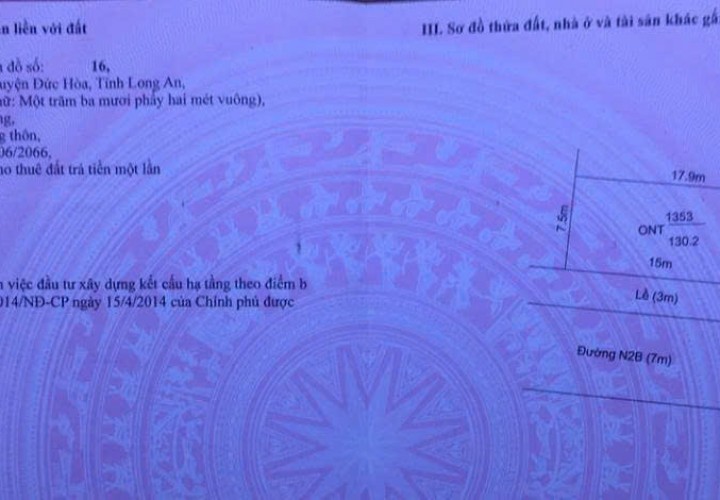 ĐẤT ĐẸP – GIÁ ĐẦU TƯ  – CHÍNH CHỦ CẦN BÁN LÔ ĐẤT Dự Án GOLDEN STAR Đức Hoà, Long An