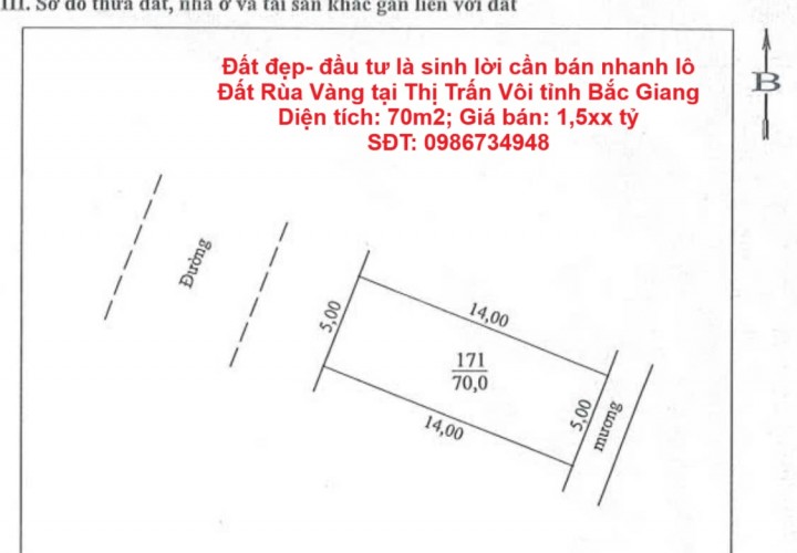 Đất đẹp- đầu tư là sinh lời cần bán nhanh lô Đất Rùa Vàng tại Thị Trấn Vôi tỉnh Bắc Giang