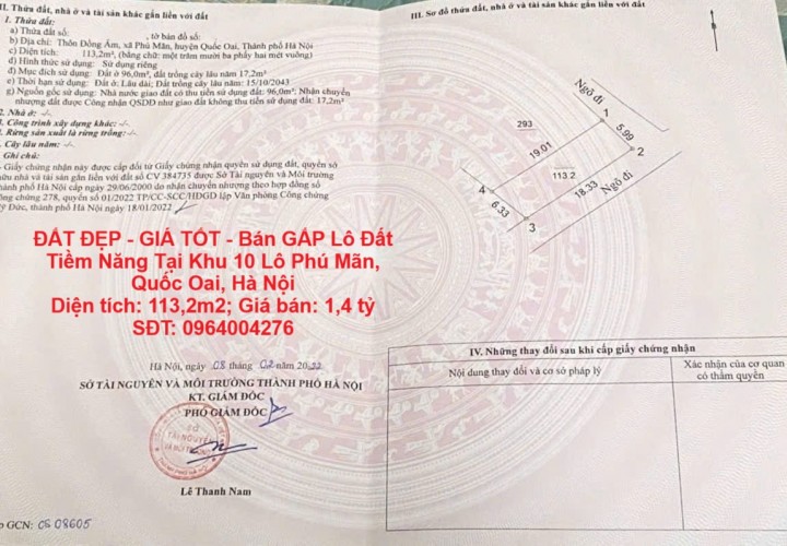 ĐẤT ĐẸP - GIÁ TỐT - Bán GẤP Lô Đất Tiềm Năng Tại Khu 10 Lô Phú Mãn- Vị Trí Vàng
