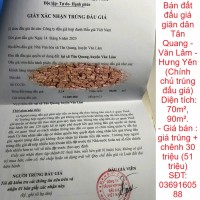 Bán đất đấu giá giãn dân Tân Quang - Văn Lâm - Hưng Yên (Chính chủ trúng đấu giá)