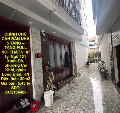 CHÍNH CHỦ CẦN BÁN NHÀ 5 TẦNG – TẶNG FULL NỘI THẤT vị trí tại quận Long Biên, Hà Nội