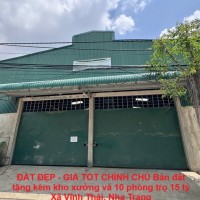 ĐẤT ĐẸP - GIÁ TỐT CHÍNH CHỦ Bán đất tặng kèm kho xưởng và 10 phòng trọ 15 tỷ Xã Vĩnh Thái, Nha Trang