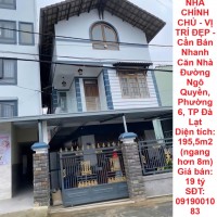 NHÀ CHÍNH CHỦ - VỊ TRÍ ĐẸP - Cần Bán Nhanh Căn Nhà Đường Ngô Quyền, Phường 6, TP Đà Lạt