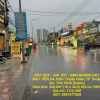ĐẤT ĐẸP - GIÁ TỐT - BÁN NHANH ĐẤT MẶT TIỀN D4, KDC Thuận Giao, TP Thuận An, Tỉnh Bình Dương