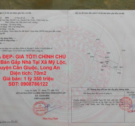 NHÀ ĐẸP- GIÁ TỐT! CHÍNH CHỦ Cần Bán Gấp Nhà Tại Xã Mỹ Lộc, Huyện Cần Giuộc, Long An