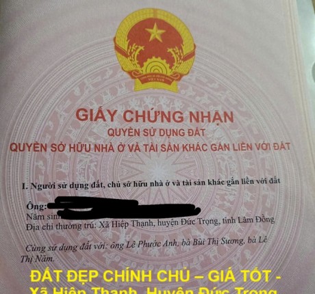ĐẤT ĐẸP CHÍNH CHỦ – GIÁ TỐT - Xã Hiệp Thạnh, Huyện Đức Trọng, Lâm Đồng