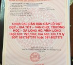 Chính Chủ CẦN BÁN GẤP LÔ ĐẤT ĐẸP – GIÁ TỐT – GẦN CHỢ, TRƯỜNG HỌC – XÃ LONG HỒ, VĨNH LONG