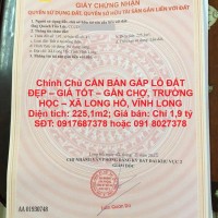 Chính Chủ CẦN BÁN GẤP LÔ ĐẤT ĐẸP – GIÁ TỐT – GẦN CHỢ, TRƯỜNG HỌC – XÃ LONG HỒ, VĨNH LONG