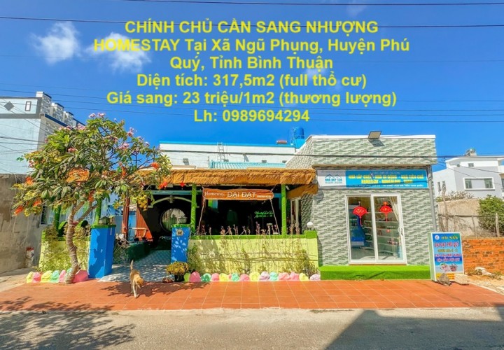 CHÍNH CHỦ CẦN SANG NHƯỢNG HOMESTAY Tại Xã Ngũ Phụng, Huyện Phú Quý, Tỉnh Bình Thuận