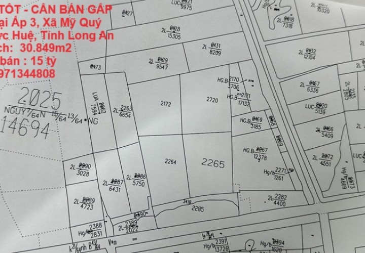 ĐẤT ĐẸP - GIÁ TỐT - CẦN BÁN GẤP LÔ Đất ĐẸP Tại Ấp 3, Xã Mỹ Quý Đông, Huyện Đức Huệ, Tỉnh Long An