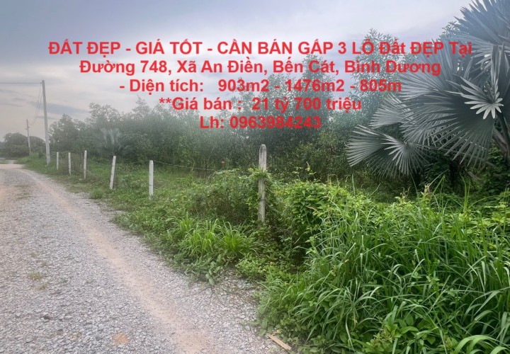 ĐẤT ĐẸP - GIÁ TỐT - CẦN BÁN GẤP 3 LÔ Đất ĐẸP Tại Đường 748, Xã An Điền, Bến Cát, Bình Dương