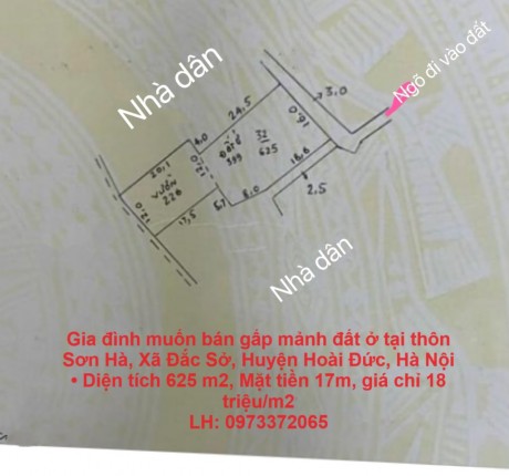 Gia đình muốn bán gấp mảnh đất ở tại thôn Sơn Hà, Xã Đắc Sở, Huyện Hoài Đức, Hà Nội