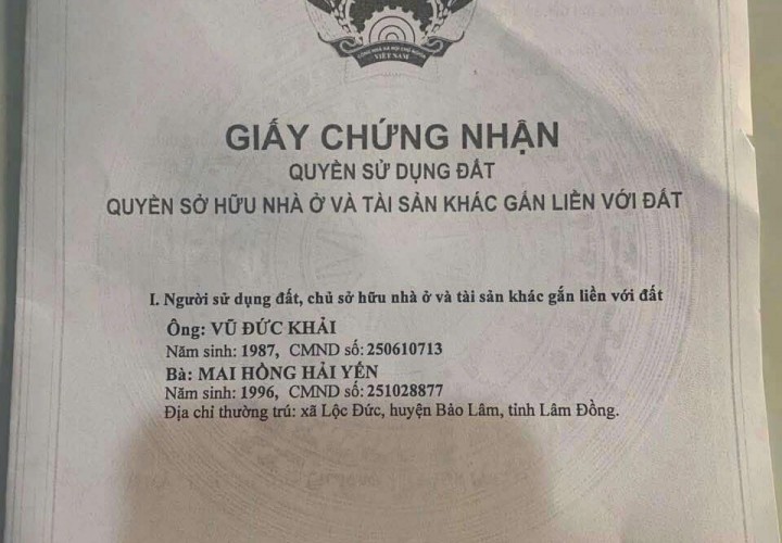 Chính Chủ cần bán nhanh 2 lô đất liền kề vị trí tại xã Tân Lâm, huyện Di Linh, tỉnh Lâm Đồng