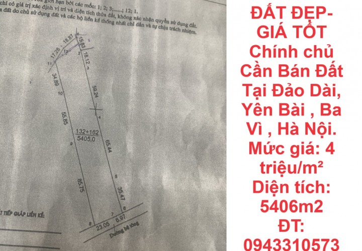 ĐẤT ĐẸP-GIÁ TỐT Chính chủ Cần Bán Đất Tại Đảo Dài, Yên Bài , Ba Vì , Hà Nội.