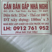 HOT !!! NHÀ NGHỈ Vị Trí Đẹp - Giá Tốt - Cần Bán Nhà Tại 27 A Tuệ Tĩnh Phường Ea Tam Tp Buôn Ma Thuột