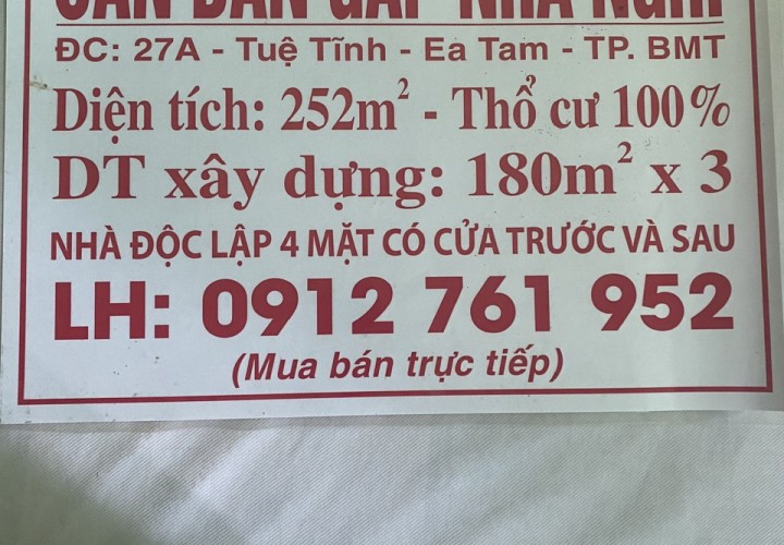 HOT !!! NHÀ NGHỈ Vị Trí Đẹp - Giá Tốt - Cần Bán Nhà Tại 27 A Tuệ Tĩnh Phường Ea Tam Tp Buôn Ma Thuột