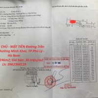 ĐẤT CHÍNH CHỦ - MẶT TIỀN Đường Trần Thị Phúc, Phường Minh Khai, TP Phủ Lý - Hà Nam