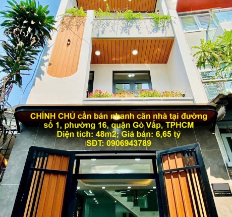 NHÀ VỊ TRÍ ĐẸP - GIÁ CHIA LỘC CHÍNH CHỦ cần bán nhanh căn nhà tại quận Gò Vấp, TPHCM