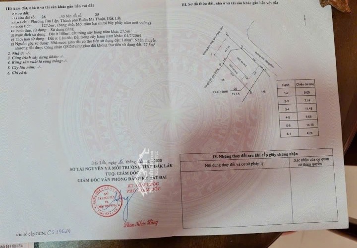 ĐẤT ĐẸP – GIÁ TỐT – CẦN BÁN ĐẤT TẶNG NHÀ  2 MẶT TIỀN  tại Phường Tân Lập, Buôn Ma Thuột, Đắk Lắk