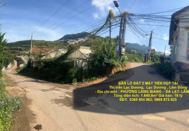 ĐẤT ĐẸP – GIÁ ĐẦU TƯ   - CẦN BÁN LÔ ĐẤT 2 MẶT TIỀN ĐẸP TẠI  Thị trấn Lạc Dương,  Lạc Dương , Lâm Đồng