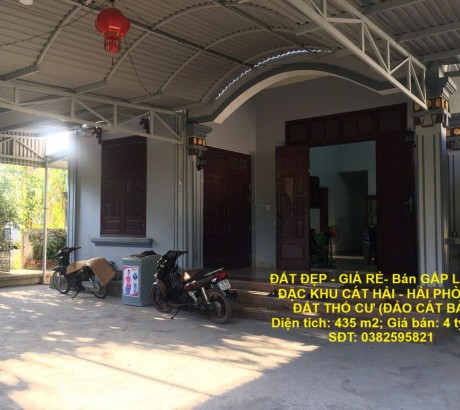 ĐẤT ĐẸP - GIÁ RẺ- Bán GẤP Lô Đất ĐẶC KHU CÁT HẢI - HẢI PHÒNG, ĐẤT THỔ CƯ (ĐẢO CÁT BÀ)