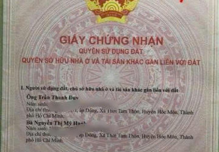 CHÍNH CHỦ CẦN BÁN NHÀ  1/Đường Trịnh Thị Miếng, Xã Thới Tam Thôn, Huyện Hóc Môn, TP HCM