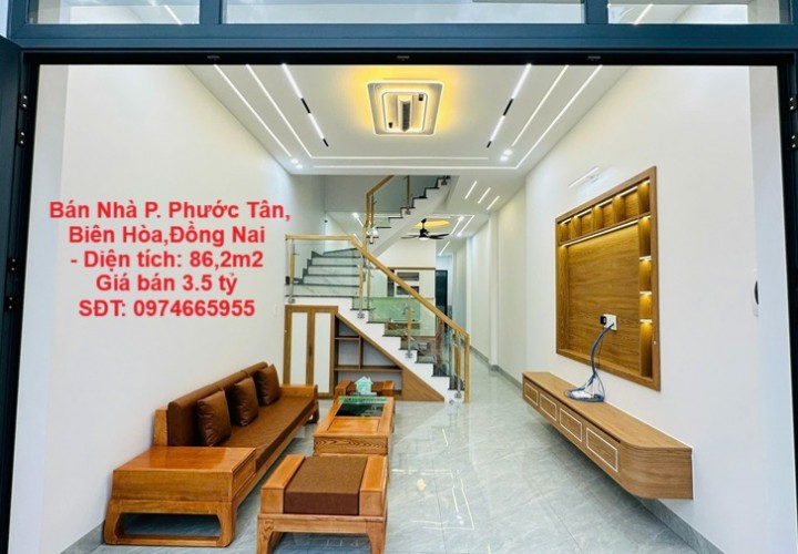 NHÀ ĐẸP -GIÁ TỐT Bán Nhà 4x22m 3 tầng 4 phòng ngủ full nội thất P. Phước Tân, Biên Hòa,Đồng Nai