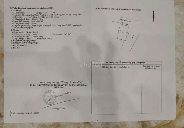 NHÀ MẶT PHỐ - CHÍNH CHỦ - MẶT TIỀN Đường Hoàng Hoa Thám, Phường 2, TP Vũng Tàu, Bà Rịa - Vũng Tàu
