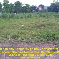 CHÍNH CHỦ CẦN BÁN LÔ GÓC 2 MẶT TIỀN - Ô TÔ ĐỖ CỬA tại Khu Đấu Giá Đồng Khoang Bèo